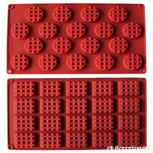 MANSHU 18-Cavity Silicone Mini Rectangle and Round Waffle Mould Waffle Cookie mold Chocolate Mould Candy Mould Silicone Baking mold 2pcs! - B075XHZ1WD